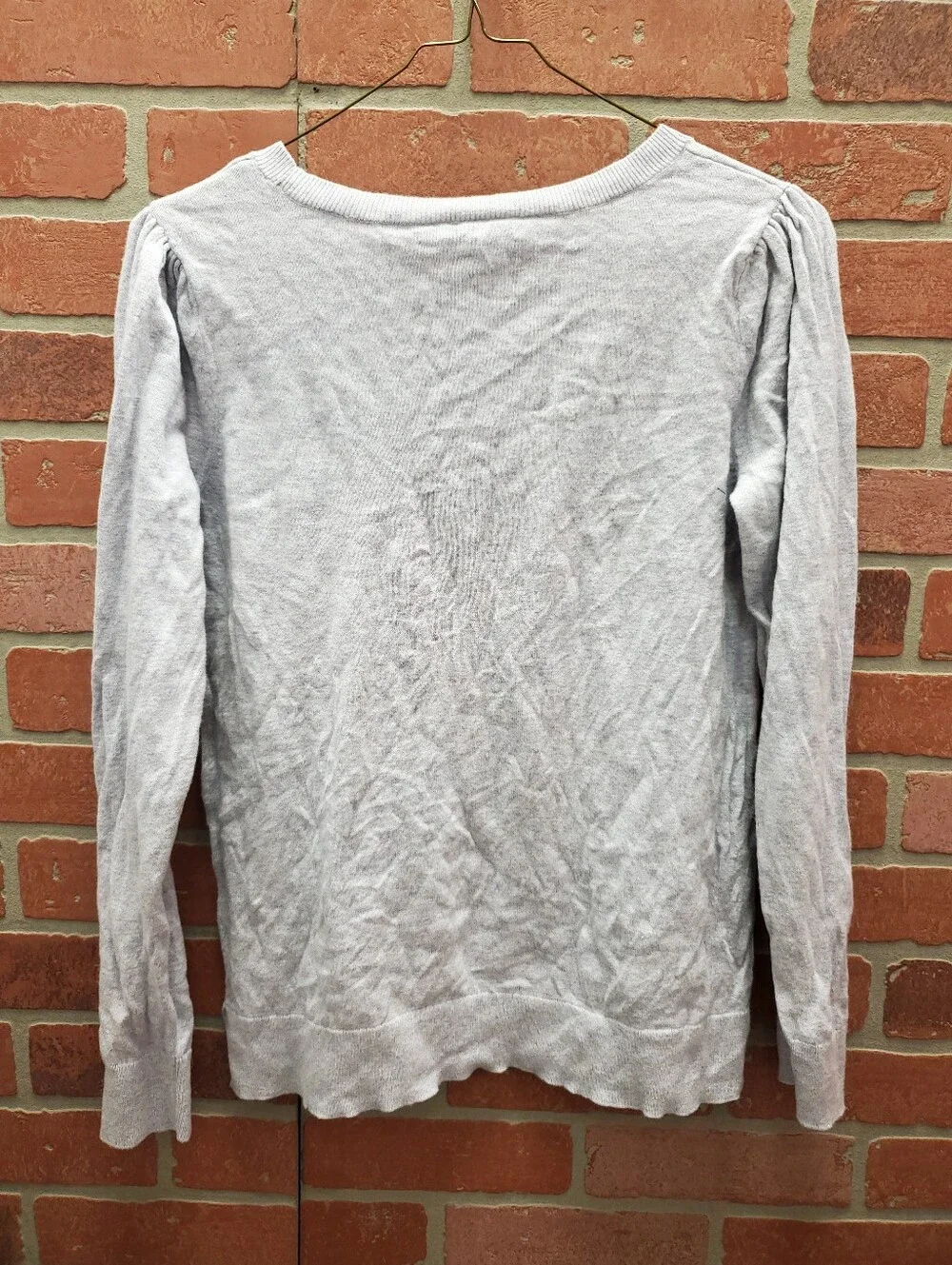 LOFT Light Purple Puff Sleeve Sweater Women’s Small Cotton Crewneck Pullover